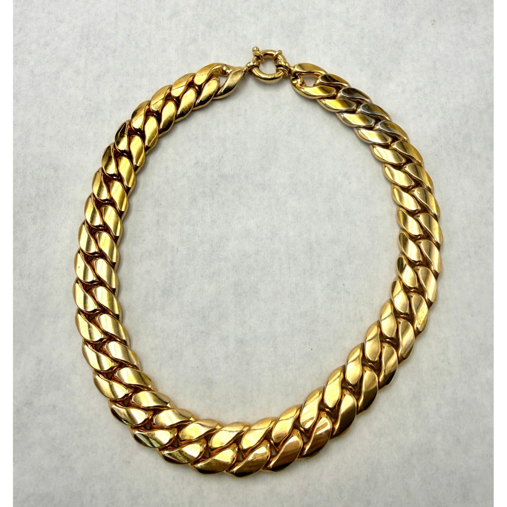 OTC Italy 18k BRZ Gold Plated Heavy Chunky Curb Link Collar Necklace 16" - Picture 9 of 11